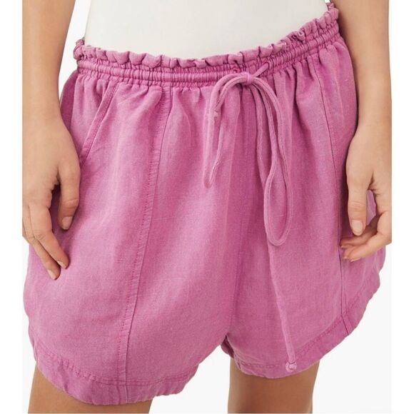 ✨ Free People Mirella Drawstring Shorts Linen Blend Pink Purple Small - Picture 1 of 13